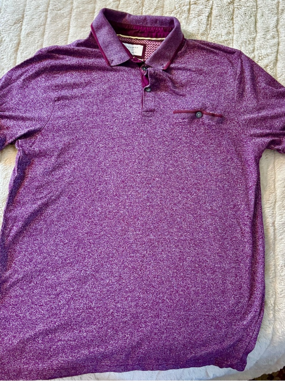 Cactus Men's Heather Plum Polo with Button Pocket Trim